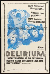 5p230 DELIRIUM 1sh '72 Delirio caldo, directed by Renato Poselli, Mickey Hargitay!