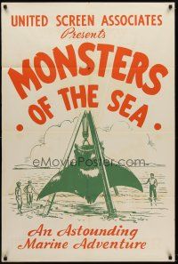 5p236 DEVIL MONSTER 1sh R30s re-titled Monsters of the Sea, cool artwork of giant stingray!