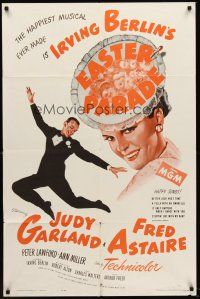 5p280 EASTER PARADE 1sh R62 art of Judy Garland & Fred Astaire, Irving Berlin musical