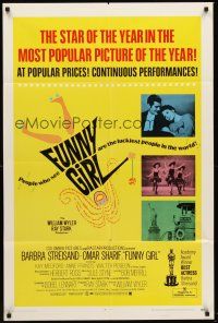 5p370 FUNNY GIRL 1sh '69 Barbra Streisand, Omar Sharif, directed by William Wyler!