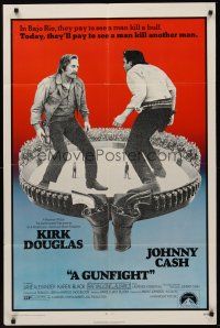 5p411 GUNFIGHT 1sh '71 people pay to see Kirk Douglas and Johnny Cash try to kill each other!