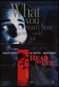 5p428 HEAR NO EVIL video 1sh '93 deaf Marlee Matlin is on the run from corrupt cop Martin Sheen!