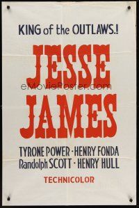 5p490 JESSE JAMES Leader Press 1sh '39 cowboy outlaws Tyrone Power & Henry Fonda!