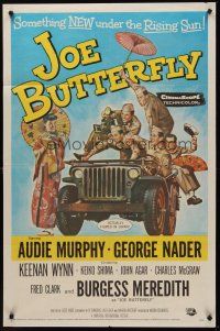 5p496 JOE BUTTERFLY 1sh '57 Audie Murphy, Keenan Wynn & soldiers in World War II Japan!