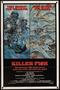 5p507 KILLER FISH 1sh '79 Lee Majors, Karen Black, piranha horror artwork!