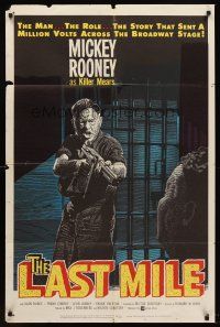 5p521 LAST MILE 1sh '59 great art of Mickey Rooney as Killer Mears breaking out of Death Row!