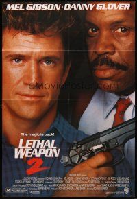 5p531 LETHAL WEAPON 2 1sh '89 great close-up image of cops Mel Gibson & Danny Glover!