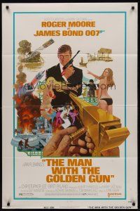 5p583 MAN WITH THE GOLDEN GUN west hemi 1sh '74 art of Roger Moore as James Bond by Robert McGinnis!