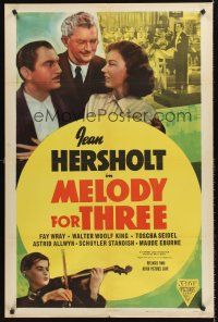 5p603 MELODY FOR THREE 1sh R52 great art of Jean Hersholt, Fay Wray & Walter Woolf King!