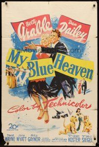 5p630 MY BLUE HEAVEN 1sh '50 great art of sexy Betty Grable showing her legs & Dan Dailey too!