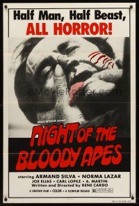 5p648 NIGHT OF THE BLOODY APES 1sh '72 La Horripilante bestia humana, Mexican horror!