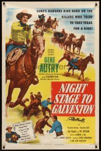 5p652 NIGHT STAGE TO GALVESTON 1sh '52 Gene Autry makes crooks go straight into a Ranger trap!