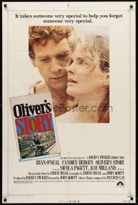 5p669 OLIVER'S STORY 1sh '78 romantic close-up of Ryan O'Neal & Candice Bergen!