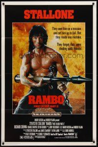 5p726 RAMBO FIRST BLOOD PART II 1sh '85 no man, no law, no war can stop Sylvester Stallone!