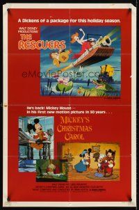 5p732 RESCUERS/MICKEY'S CHRISTMAS CAROL 1sh '83 Disney package for the holiday season!