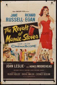 5p737 REVOLT OF MAMIE STOVER 1sh '56 full-length artwork of super sexy Jane Russell!