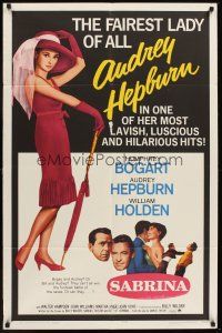 5p748 SABRINA 1sh R65 Audrey Hepburn, Humphrey Bogart, William Holden, Billy Wilder