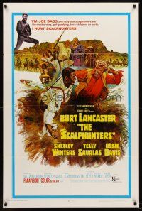 5p760 SCALPHUNTERS 1sh '68 great art of Burt Lancaster & Ossie Davis fighting in mud!
