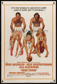 5p779 SEMI-TOUGH 1sh '77 Burt Reynolds, Kris Kristofferson, sexy girls & football art by McGinnis!