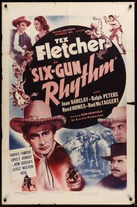 5p819 SIX-GUN RHYTHM 1sh '39 Tex Fletcher, Joan Barclay, Sam Newfield western!