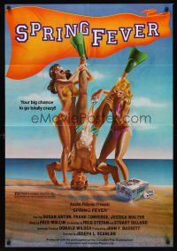 5p845 SPRING FEVER 1sh '82 Canadian beach comedy, wacky art of girls pouring beer on guy!
