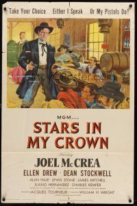 5p852 STARS IN MY CROWN 1sh '50 Ellen Drew, either Joel McCrea speaks or his pistols do!