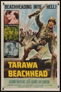 5p880 TARAWA BEACHHEAD 1sh '58 Kerwin Mathews battles for inches of Hell in WWII!