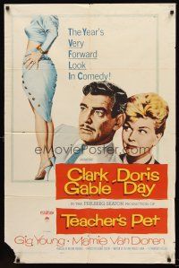 5p884 TEACHER'S PET 1sh '58 teacher Doris Day, pupil Clark Gable, sexy Mamie Van Doren's body!