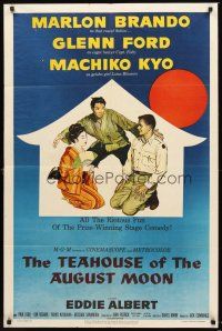5p885 TEAHOUSE OF THE AUGUST MOON 1sh '56 art of Asian Marlon Brando, Glenn Ford & Machiko Kyo!