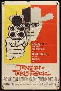 5p888 TENSION AT TABLE ROCK 1sh '56 great artwork of cowboy pointing gun!