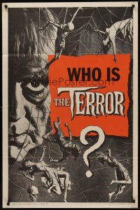 5p891 TERROR style B teaser 1sh '63 art of Boris Karloff & girls in web by Reynold Brown!