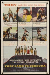5p897 THEY CAME TO CORDURA 1sh '59 Gary Cooper, Rita Hayworth, Tab Hunter, Van Heflin!