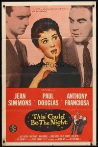 5p898 THIS COULD BE THE NIGHT 1sh '57 Jean Simmons between Paul Douglas & Anthony Franciosa!