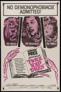 5p922 TWICE TOLD TALES 1sh '63 Vincent Price, Nathaniel Hawthorne, a trio of unholy horror!