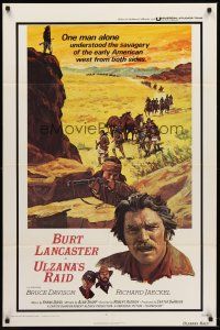 5p924 ULZANA'S RAID 1sh '72 artwork of Burt Lancaster by Don Stivers, Robert Aldrich