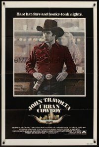 5p930 URBAN COWBOY int'l 1sh '80 great image of John Travolta in cowboy hat with Lone Star beer!