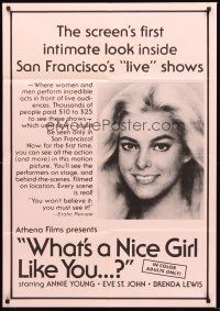 5p958 WHAT'S A NICE GIRL LIKE YOU 1sh '70s San Francisco's live sex shows!