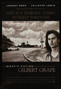 5p959 WHAT'S EATING GILBERT GRAPE 1sh '93 huge close up of Johnny Depp, Juliette Lewis