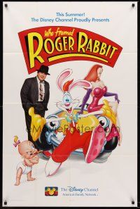 5p964 WHO FRAMED ROGER RABBIT TV Disney style 1sh '88 Zemeckis, Bob Hoskins, sexy Jessica Rabbit!