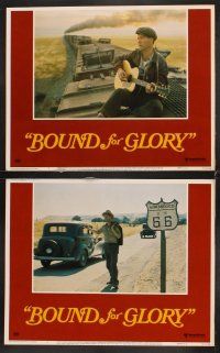 5r095 BOUND FOR GLORY 8 LCs '76 great images of David Carradine as folk singer Woody Guthrie!