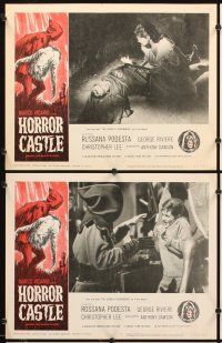 5r253 HORROR CASTLE 8 LCs '64 sexy Rossana Podesta, Christopher Lee, Where the Blood Flows!