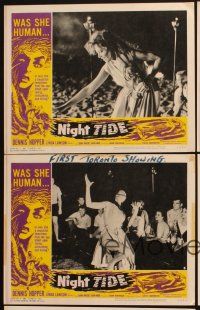 5r893 NIGHT TIDE 5 LCs '63 young Dennis Hopper, Linda Lawson, mermaid loving & consuming!