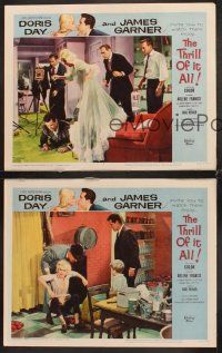 5r995 THRILL OF IT ALL 3 LCs '63 great images of pretty Doris Day & James Garner!
