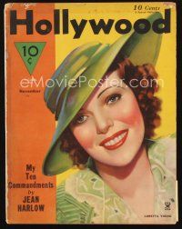 5s107 HOLLYWOOD magazine November 1934 artwork of pretty Loretta Young by Al Wilson!