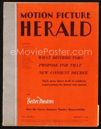 5s086 MOTION PICTURE HERALD exhibitor magazine Feb 5, 1944 cool theater fronts + color MGM ads!