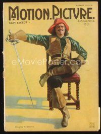 5s135 MOTION PICTURE magazine September 1921 art of Douglas Fairbanks as D'Artagnan by Eggleston!