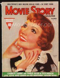 5s123 MOVIE STORY magazine December 1937 artwork of angelic Claudette Colbert in Tovarich!