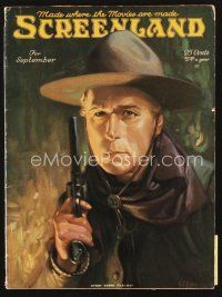5s129 SCREENLAND magazine September 1922 cool art of cowboy William S. Hart by C.E. Ruttan!