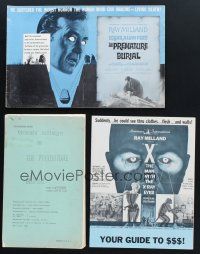 5s041 LOT OF 2 PRESSBOOKS & 1 SCRIPT '62 Premature Burial & X: The Man with the X-Ray Eyes!