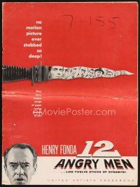 5s322 12 ANGRY MEN pressbook '57 Henry Fonda, Sidney Lumet courtroom classic, Hirschfeld art!